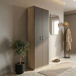 Παπουτσοθήκη-Ντουλάπα Racka sonoma-ανθρακί 58x34x186εκ