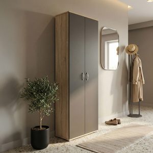 Παπουτσοθήκη-Ντουλάπα Racka sonoma-ανθρακί 58x34x186εκ