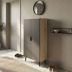 Παπουτσοθήκη-ντουλάπα Oufelia sonoma-ανθρακί 60x32.5x134.5εκ