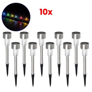 -10 ΣΕΤ 10 Τεμαχίων Αυτόνομα Ηλιακά Φωτιστικά LED RGB Κήπου