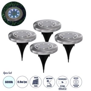 ΣΕΤ 4 Τεμαχίων Αυτόνομα Ηλιακά Φωτιστικά LED με Αισθητήρα