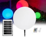 GARDENGLOW Μοντέρνο Φωτιστικό Κήπου Μπάλα με IR Ασύρματο Χειριστήριο LED 5W 400lm 360° DC 5V με USB-C με Ενσωματωμένο Φωτοβολταϊκό Panel 6V 1.5W & Επαναφορτιζόμενη Μπαταρία Li-ion 3.7V 3x18650 1800mAh Αδιάβροχο IP54 Πολύχρωμο RGBW Dimmable - Sanan SMD Chip - Γαλακτερό Λευκό - Μ35 x Π35 x Υ35cm