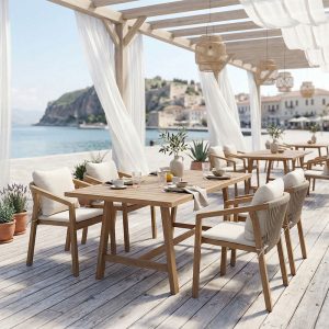 Τραπεζαρία Malibu Σετ 5τεμ μασίφ ξύλο ακακίας 160x90x75εκ