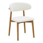 Καρέκλα Ubene rubberwood σε καρυδί-μπουκλέ ύφασμα σε λευκή απόχρωση 51x56x79εκ -Τιμή Σετ 2 τεμ.