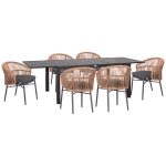 ΣΕΤ ΤΡΑΠΕΖΑΡΙΑΣ ΕΞ.ΧΩΡΟΥ 7ΤΜΧ KRUM ΣΚΟΥΡΟ ΓΚΡΙ ΑΛΟΥΜΙΝΙΟ-P.E.RATTAN