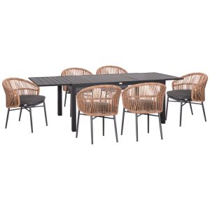 ΣΕΤ ΤΡΑΠΕΖΑΡΙΑΣ ΕΞ.ΧΩΡΟΥ 7ΤΜΧ KRUM ΣΚΟΥΡΟ ΓΚΡΙ ΑΛΟΥΜΙΝΙΟ-P.E.RATTAN