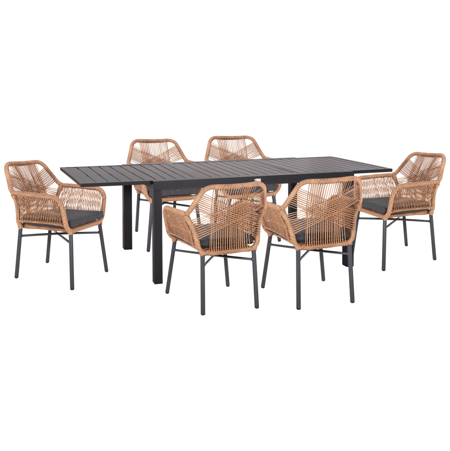 ΣΕΤ ΤΡΑΠΕΖΑΡΙΑΣ ΕΞ.ΧΩΡΟΥ 7ΤΜΧ KRUM ΣΚΟΥΡΟ ΓΚΡΙ ΑΛΟΥΜΙΝΙΟ-P.E.RATTAN