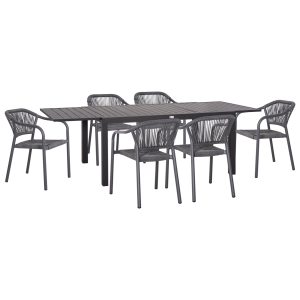 ΣΕΤ ΤΡΑΠΕΖΑΡΙΑΣ ΕΞ.ΧΩΡΟΥ 7ΤΜΧ KRUM ΣΚΟΥΡΟ ΓΚΡΙ ΑΛΟΥΜΙΝΙΟ-P.E.TWISTED RATTAN