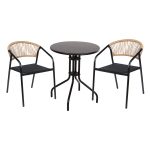 ΣΕΤ ΤΡΑΠΕΖΑΡΙΑΣ 3ΤΜΧ LINO ΜΕΤΑΛ. ΚΑΡΕΚΛΕΣ--ΣΤΡΟΓΓΥΛΟ ΤΡΑΠΕΖΙ Φ60εκ ΜΑΥΡΟ