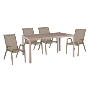 ΣΕΤ ΤΡΑΠΕΖΑΡΙΑΣ 5ΤΜΧ OFER ΚΑΡΕΚΛΕΣ ΜΕΤΑΛ. & ΤΡΑΠΕΖΙ 150x90εκ ΚΑΠΟΥΤΣΙΝΟ