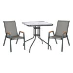 ΣΕΤ ΤΡΑΠΕΖΑΡΙΑΣ 3ΤΜΧ FIGO -- 2 ΚΑΡΕΚΛΕΣ & ΤΕΤΡΑΓΩΝΟ ΤΡΑΠΕΖΙ 70x70εκ ΓΚΡΙ