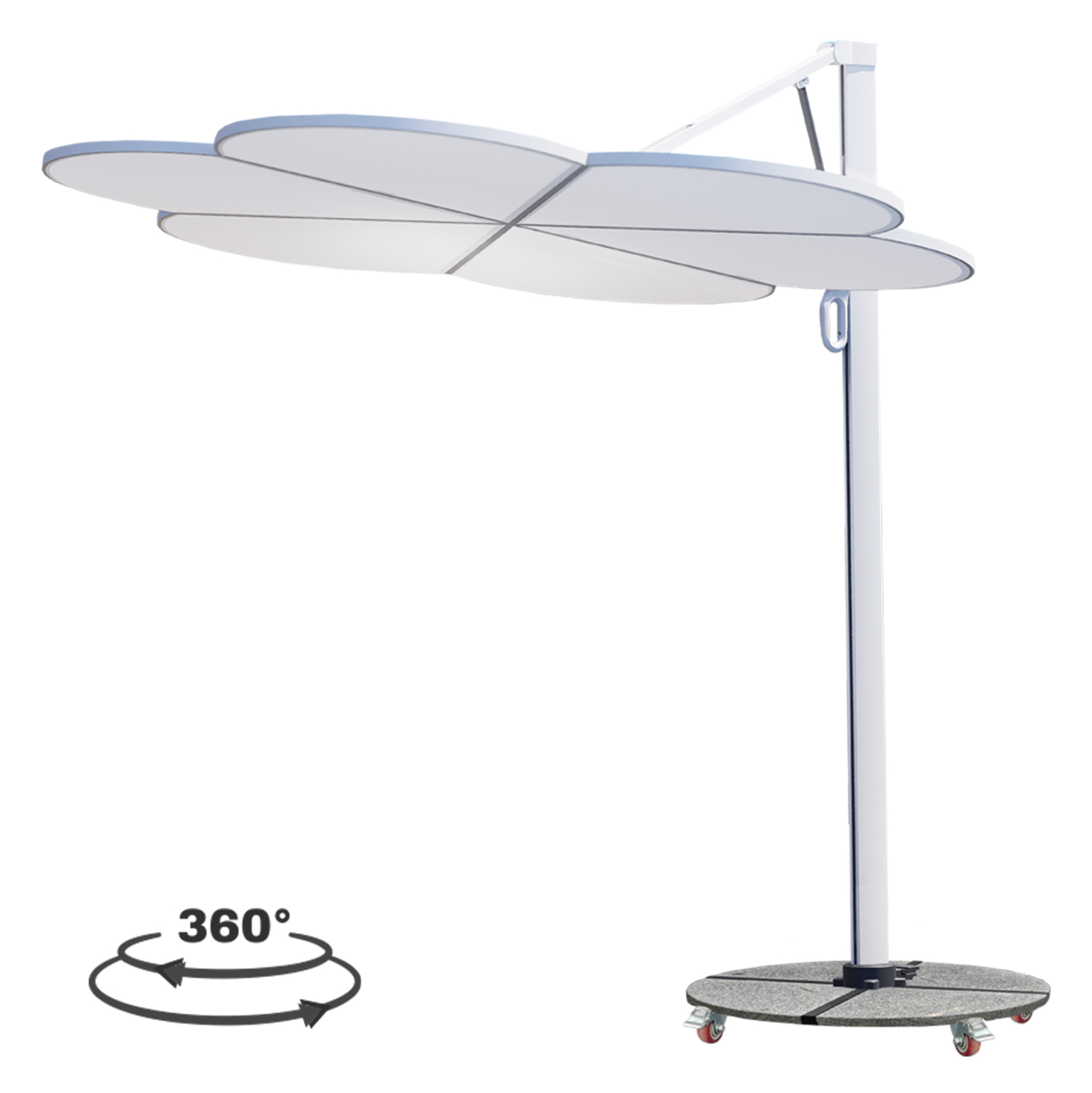 ΟΜΠΡΕΛΑ ΜΕ ΒΑΣΗ ΣΕΙΡΑ CANNOPY (flower) ΑΛΟΥΜΙΝΙΟ-ΓΡΑΝΙΤΗΣ-ΛΕΥΚΟ 2,38x2,2μ