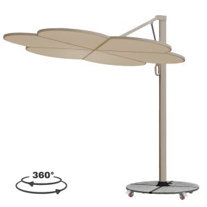 ΟΜΠΡΕΛΑ ΜΕ ΒΑΣΗ ΣΕΙΡΑ CANNOPY (flower) ΑΛΟΥΜΙΝΙΟ-ΓΡΑΝΙΤΗΣ-ΜΟΛΥΒΙ ΧΡΩΜΑ 2,38x2,2μ