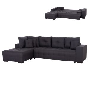 ΓΩΝΙΑΚΟΣ ΚΑΝΑΠΕΣ-ΚΡΕΒΑΤΙ ΜΕ ΑΠΟΘ.ΧΩΡΟ TRENDSTON ΓΚΡΙ ΥΦΑΣΜΑ 298x177x95Υεκ