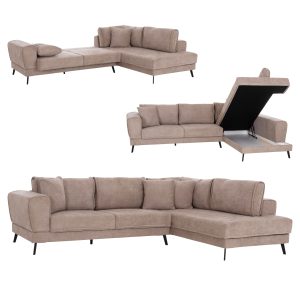 ΚΑΝΑΠΕΣ ΚΡΕΒΑΤΙ ΔΕΞΙΑ ΓΩΝΙΑ ZENORA ΜΠΕΖ ΥΦΑΣΜΑ 303x214x80Υεκ