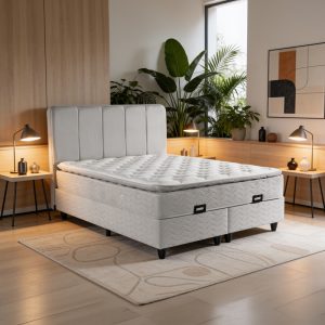 Κρεβάτι διπλό Lunda με αποθηκευτικό χώρο γκρι βελούδο 160x200εκ