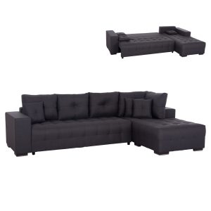 ΓΩΝΙΑΚΟΣ ΚΑΝΑΠΕΣ-ΚΡΕΒΑΤΙ ΜΕ ΑΠΟΘ.ΧΩΡΟ TRENDSTON ΓΚΡΙ ΥΦΑΣΜΑ 298x177x95Υεκ