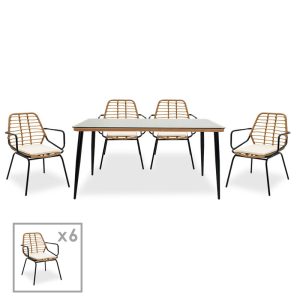 Τραπεζαρία Naoki σετ 7τεμ 160x90x78 εκ. μαύρο φυσικό