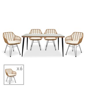 Τραπεζαρία Naoki σετ 7τεμ 160x90x78 εκ. μαύρο φυσικό
