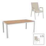 Τραπεζαρία Nares-Azelie B σετ 7τεμ λευκό αλουμίνιο plywood