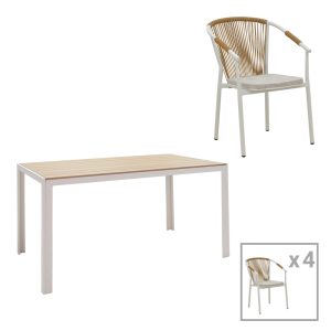 Τραπεζαρία Nares-Convince A σετ 5τεμ λευκό αλουμίνιο plywood