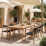 Τραπεζαρία Ganny-Pino teak ξύλο φυσικό-μαύρο 180-240x100x75εκ