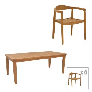 Τραπεζαρία σετ 7τεμ Ganny-Mady teak φυσικό 200x100x75εκ