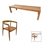 Τραπεζαρία 9τεμ Noody-Pablo teak ξύλο φυσικό 240x100x76εκ