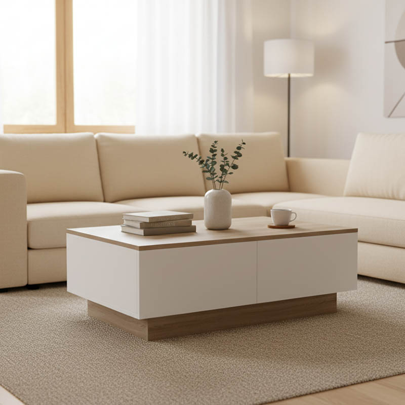 Τραπέζι σαλονιού Winey sonoma-λευκό 90x60x31,5εκ