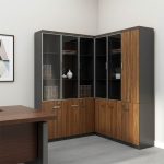Ντουλάπες γραφείου Oscar καρυδί-ανθρακί 240x40x200εκ