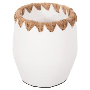 ΔΙΑΚΟΣΜΗΤΙΚΟ ΒΑΖΟ ΤΕΡΑΚΟΤΑ ΣΕ ΛΕΥΚΟ ΜΕ ΠΛΕΞΗ ΨΑΘΑΣ ΣΤΟ ΣΤΟΜΙΟ Φ13x16Υεκ.