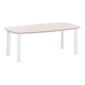 ΤΡΑΠΕΖΙ DOSUN ΚΡΕΜ ΑΛΟΥΜΙΝΙΟ 3D PRINT ΓΥΑΛΙ 220x100x75Υεκ
