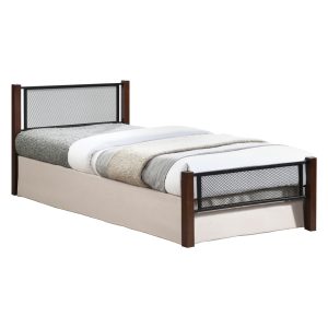 ΚΡΕΒΑΤΙ RAYVEN ΞΥΛΟ DIRTY OAK ΜΕΤΑΛΛΟ ΜΑΥΡΟ 90x190εκ