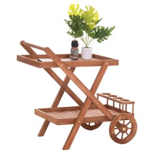 ΔΙΣΚΟΣ σερβιρίσματος τρόλεϊ Alfred ξύλο Teak φυσικό 86x56x80Υ