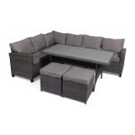 Σαλόνι κήπου γωνιακό Sif σετ 4τμχ - Μέταλλο Rattan Polywood Γκρι Τιμή Σετ 4 τεμ.