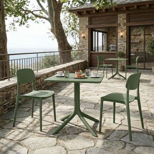 Τραπεζαρία Groovy Berdian σετ 3τεμ σκούρο πράσινο PP 60x60x76εκ