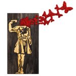 ΔΙΑΚΟΣΜΗΤΙΚΟ ΤΟΙΧΟΥ ΦΙΓΟΥΡΑ ΚΟΡΙΤΣΙΟΥ -ΦΥΛΛΑ ΜΕΤΑΛΛΟΥ-ΞΥΛΟ 62x3(βάθος)x70Υεκ.