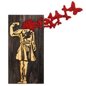 ΔΙΑΚΟΣΜΗΤΙΚΟ ΤΟΙΧΟΥ ΦΙΓΟΥΡΑ ΚΟΡΙΤΣΙΟΥ -ΦΥΛΛΑ ΜΕΤΑΛΛΟΥ-ΞΥΛΟ 62x3(βάθος)x70Υεκ.