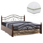 ΚΡΕΒΑΤΙ ΔΙΠΛΟ CELINA ΜΕΤΑΛΛΟ ΞΥΛΟ DIRTY OAK 153x211x95Y & ΣΤΡΩΜΑ