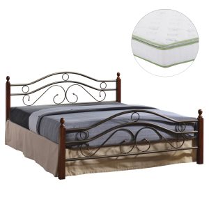 ΚΡΕΒΑΤΙ ΔΙΠΛΟ CELINA ΜΕΤΑΛΛΟ ΞΥΛΟ DIRTY OAK 153x211x95Y & ΣΤΡΩΜΑ