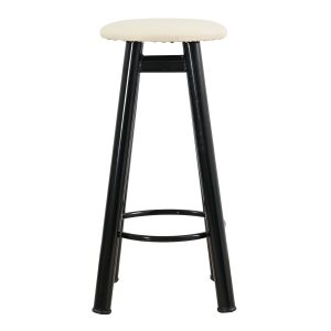 Σκαμπό μεταλλικό με πάτο δερματίνης - Λευκό 36x79