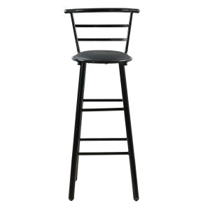 Σκαμπό μπαρ με πλάτη από μέταλλο/PU - Μαύρο Φ34x103