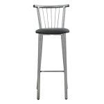 Σκαμπό μπαρ μεταλλικό με πλάτη - Δερματίνη σε Γκρι/Μαύρο 35x39x108