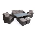 Σαλόνι κήπου Kim σετ 6τμχ - Μέταλλο-Rattan σε Ανθρακί