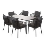 Τραπεζαρία κήπου Eria σετ 7τμχ - Αλουμίνιο Ανθρακί & Textilene 160x90x75