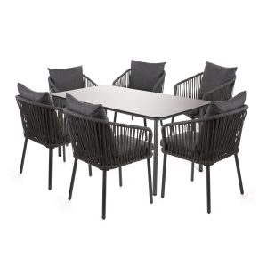 Τραπεζαρία κήπου Eria σετ 7τμχ - Αλουμίνιο Ανθρακί & Textilene 160x90x75
