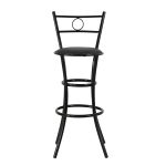 Σκαμπό μεταλλικό με πλάτη και πάτο δερματίνης - Μαύρο 39x39x108