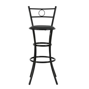 Σκαμπό μεταλλικό με πλάτη και πάτο δερματίνης - Μαύρο 39x39x108