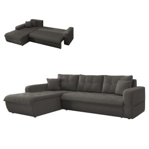 ΚΑΝΑΠΕΣ ΚΡΕΒΑΤΙ ΑΡΙΣΤΕΡΗ ΓΩΝΙΑ KANSO ΓΚΡΙ ΥΦΑΣΜΑ 244x188x80Υεκ