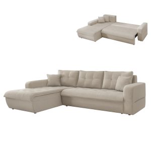 ΚΑΝΑΠΕΣ ΚΡΕΒΑΤΙ ΑΡΙΣΤΕΡΗ ΓΩΝΙΑ KANSO ΜΠΕΖ ΥΦΑΣΜΑ 244x188x80Υεκ